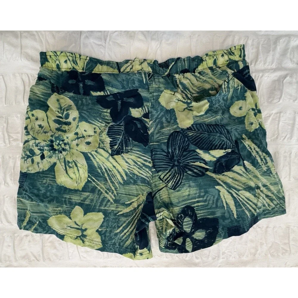 Jams World Men’s Lined Swim Trunks, Large, Green Floral, GUC